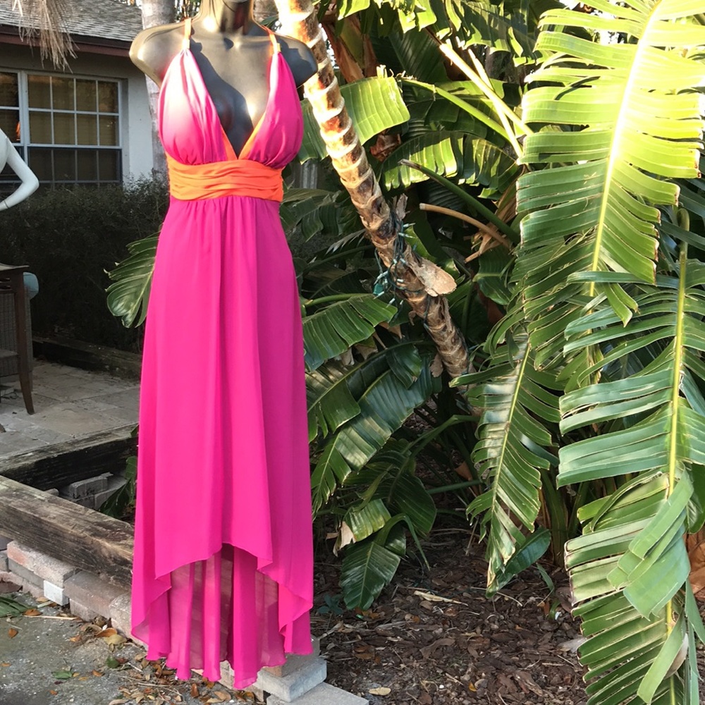 Xoxo Color block asymmetric slip dress